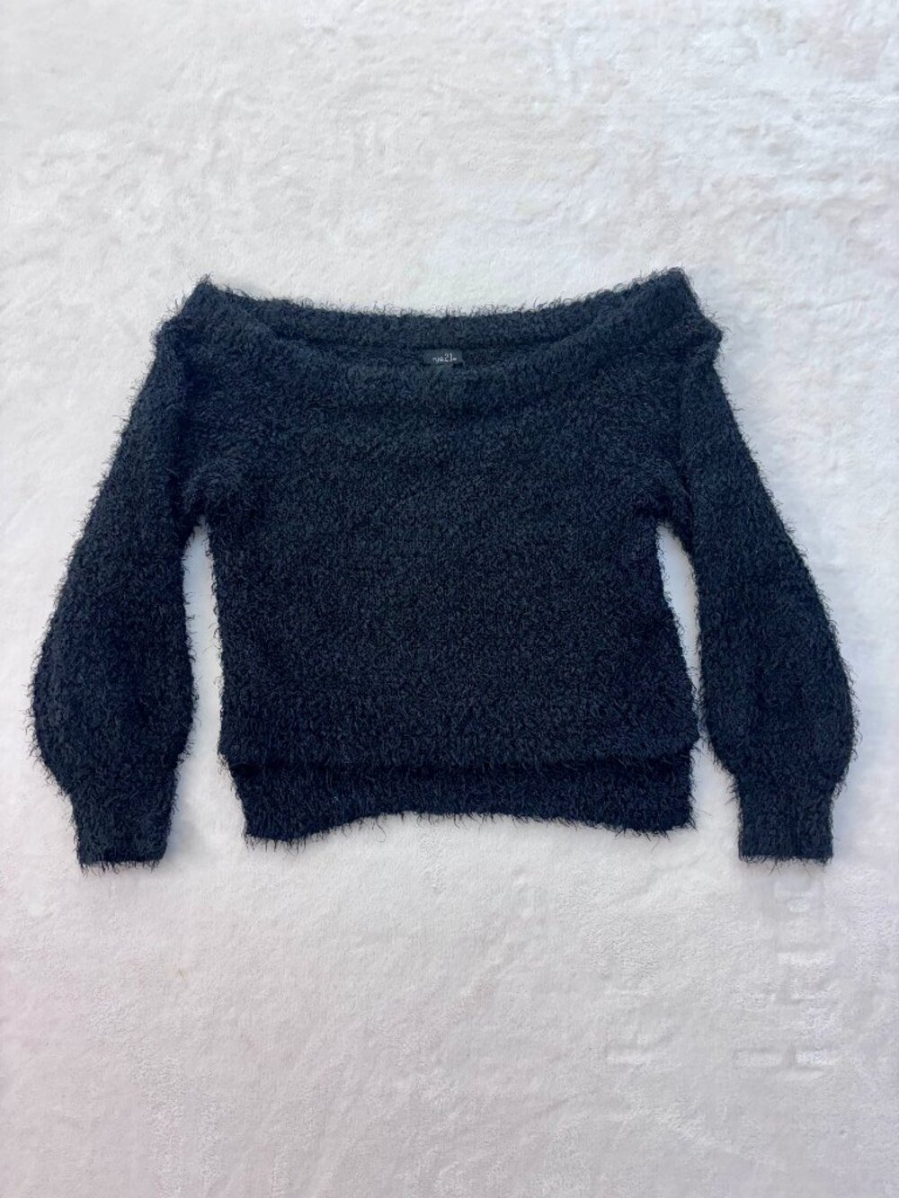 Rue 21 Off Shoulder Fuzzy Black Sweater --- Size: Women's Large!!